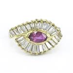 Forever Diamonds Baguette Diamond Ruby Ring in 18kt Yellow Gold