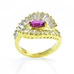 Baguette Diamond Ruby Ring in 18kt Yellow Gold