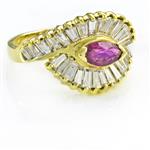 Baguette Diamond Ruby Ring in 18kt Yellow Gold