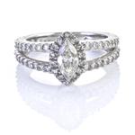 Forever Diamonds  Marquise Center Stone Diamond Engagement Ring in 14kt White Gold