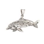 Diamond Dolphin Pendant in 14kt White Gold