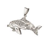 Diamond Dolphin Pendant in 14kt White Gold