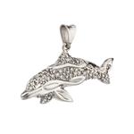 Diamond Dolphin Pendant in 14kt White Gold