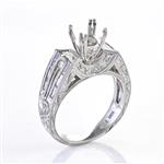 Antique Diamond Engagement Ring Setting in 18kt White Gold 