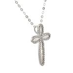 Baguette and Round Diamond Cross in 14kt White Gold