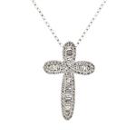 Baguette and Round Diamond Cross in 14kt White Gold
