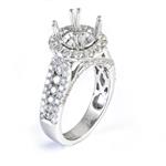Diamond Halo Engagement Ring Setting in 18kt White Gold