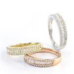 Three Stackable Diamond Bands in 14kt Tri- Color Gold