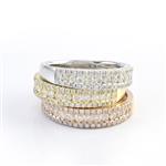 Three Stackable Diamond Bands in 14kt Tri- Color Gold