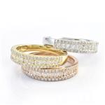 Three Stackable Diamond Bands in 14kt Tri- Color Gold