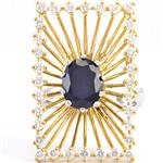 Diamond Blue Sapphire Ring in 14kt Two-Toned Gold