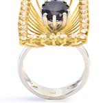 Diamond Blue Sapphire Ring in 14kt Two-Toned Gold