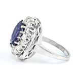Oval Cut Blue Iolite Diamond Halo Ring in 14kt White Gold