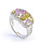 Diamond and Pink Sapphire Ring in 14kt White Gold