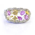 Diamond and Pink Sapphire Ring in 14kt White Gold