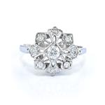 0.60ct TDW. Diamond Flake Antique Style Ring in 14kt White Gold