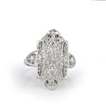 Antique Vertical Diamond Ring 14kt White Gold 