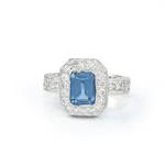 Diamond Blue Topaz Ring in 14kt White Gold