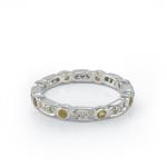 Diamond Citrine Wedding Band in 14kt White Gold