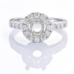 Round Halo Style Diamond Engagement Setting in 14kt White Gold 