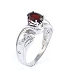 Garnet and Diamond Ring 14kt White Gold