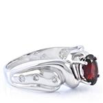 Garnet and Diamond Ring 14kt White Gold