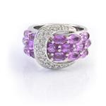 Forever Diamonds Diamond Pink Sapphire Belt Buckle Ring in 14kt White Gold