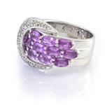 Diamond Pink Sapphire Belt Buckle Ring in 14kt White Gold