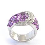 Diamond Pink Sapphire Belt Buckle Ring in 14kt White Gold