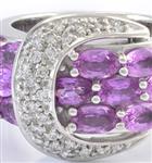 Diamond Pink Sapphire Belt Buckle Ring in 14kt White Gold