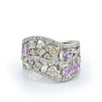 Forever Diamonds Diamond and Pink Sapphire Ring in 14kt White Gold