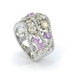 Diamond and Pink Sapphire Ring in 14kt White Gold