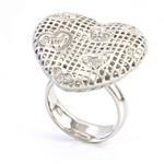 Diamond Puffy Heart Ring in 14kt White Gold