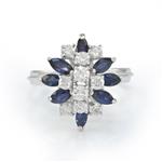 Diamond Sapphire Blossom Ring in 14kt White Gold