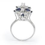 Diamond Sapphire Blossom Ring in 14kt White Gold