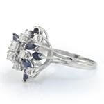 Diamond Sapphire Blossom Ring in 14kt White Gold