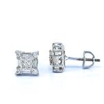 Diamond Square Stud Earrings in 14kt White Gold