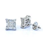 Diamond Square Stud Earrings in 14kt White Gold