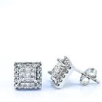 Forever Diamonds 0.55CT TDW. Square Diamond Halo Stud Earrings in 14kt White Gold 