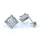 0.55CT TDW. Square Diamond Halo Stud Earrings in 14kt White Gold 