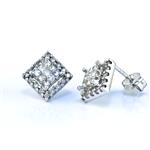 0.55CT TDW. Square Diamond Halo Stud Earrings in 14kt White Gold 