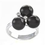 Forever Diamonds Tahitian Pearl Accent Diamond Ring in 14kt White Gold