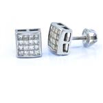 1.00ct TDW. Diamond Cluster Stud Earrings in 14kt White Gold 