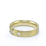 Men's Three Stone Diamond Wedding Band in 14kt Yellow Gold 