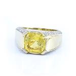 Diamond and Natural Yellow Sapphire Ring in 18kt Yellow Gold 