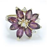 Garnet Flower Petals Ring in 14kt White Gold 