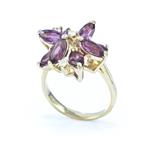 Garnet Flower Petals Ring in 14kt White Gold 