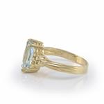 14kt Yellow Gold Diamond Long Blue Topaz Ring
