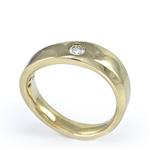 Men's Diamond Contour Wedding Band in 14kt Yellow Gold