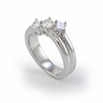 Diamond 3-Stone Ring in 18kt White Gold